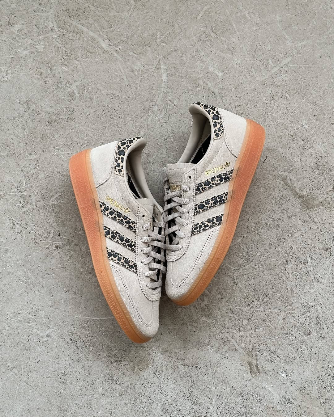 Who knew we needed another leopard sneaker so bad…  The adidas Handball Spezial Beige Leopard is now available