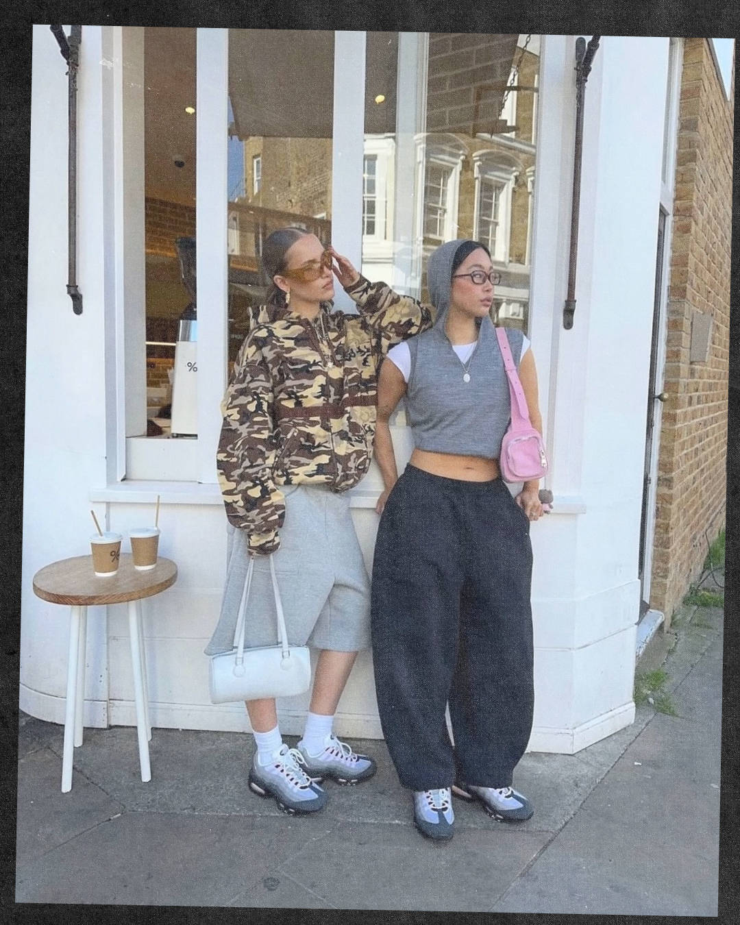london fashion girls wearing air max 95 pink foam