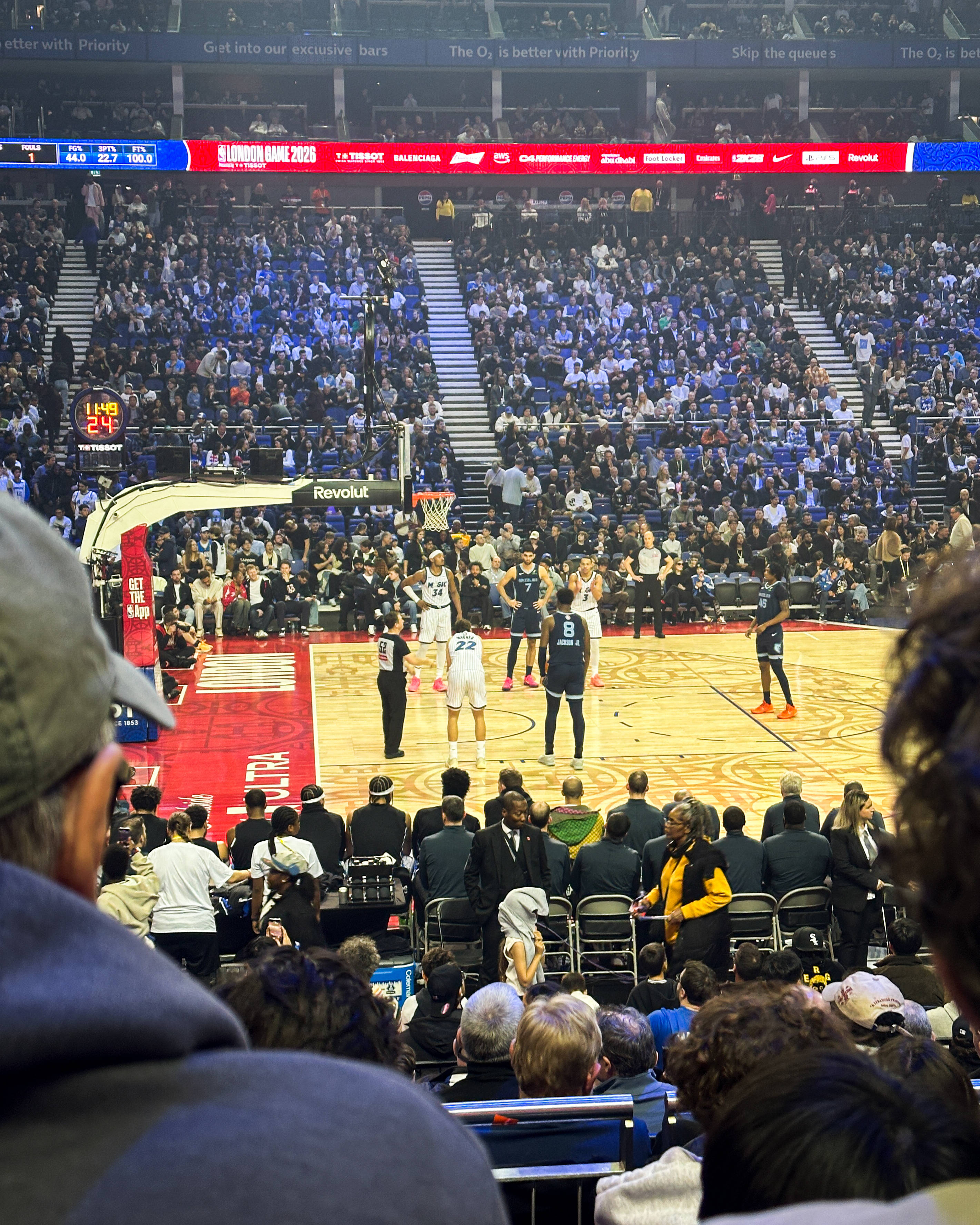 Over the shoulder shot during NBA London 2026 Memphis Grizzlies vs Orlando Magic