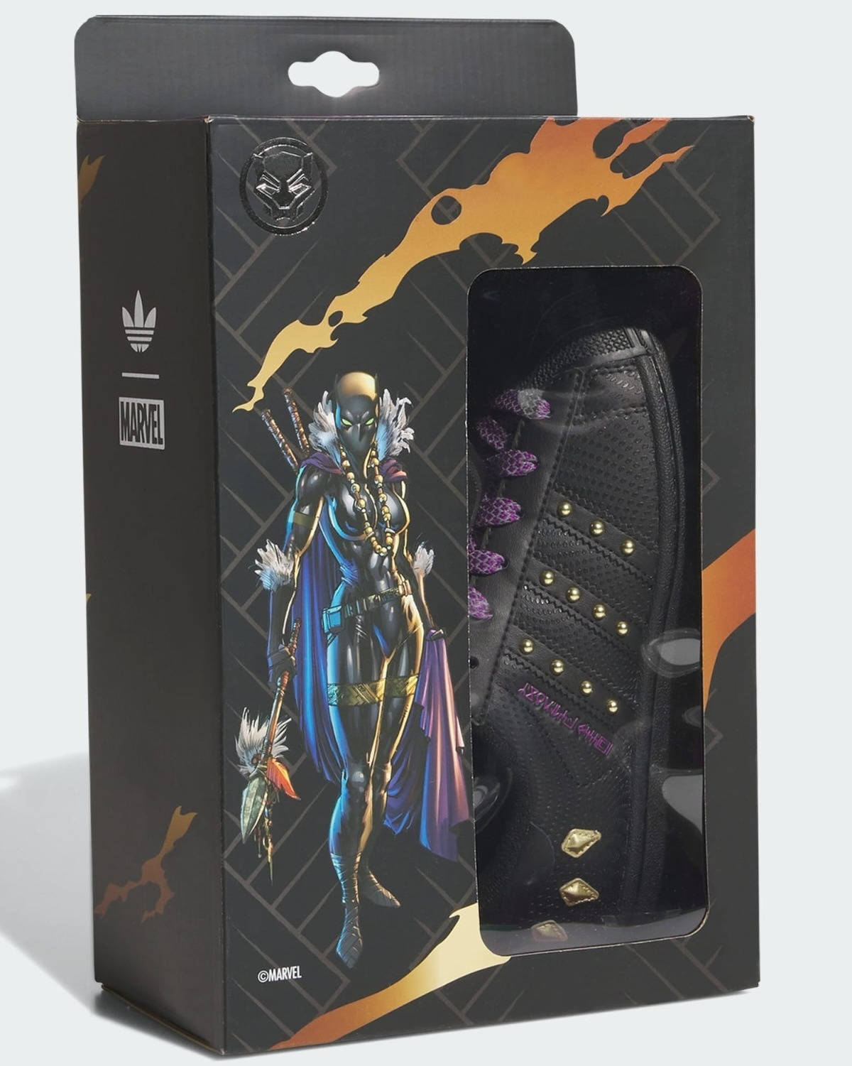 marvel x adidas superstar black panther in special box