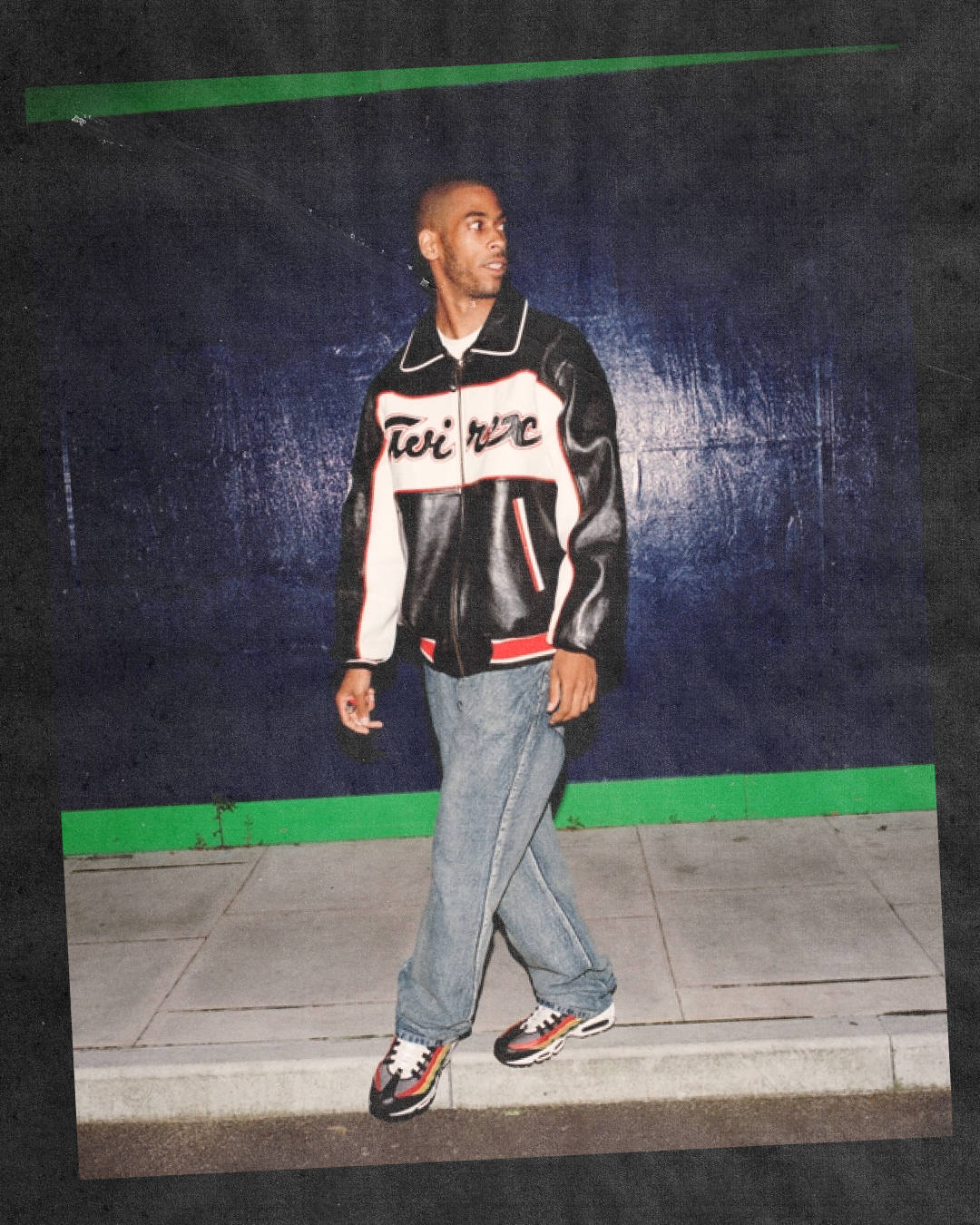 Durrty Goodz (Dwayne Mahorn), grime and hip-hop artist wearing air max 95 og neon