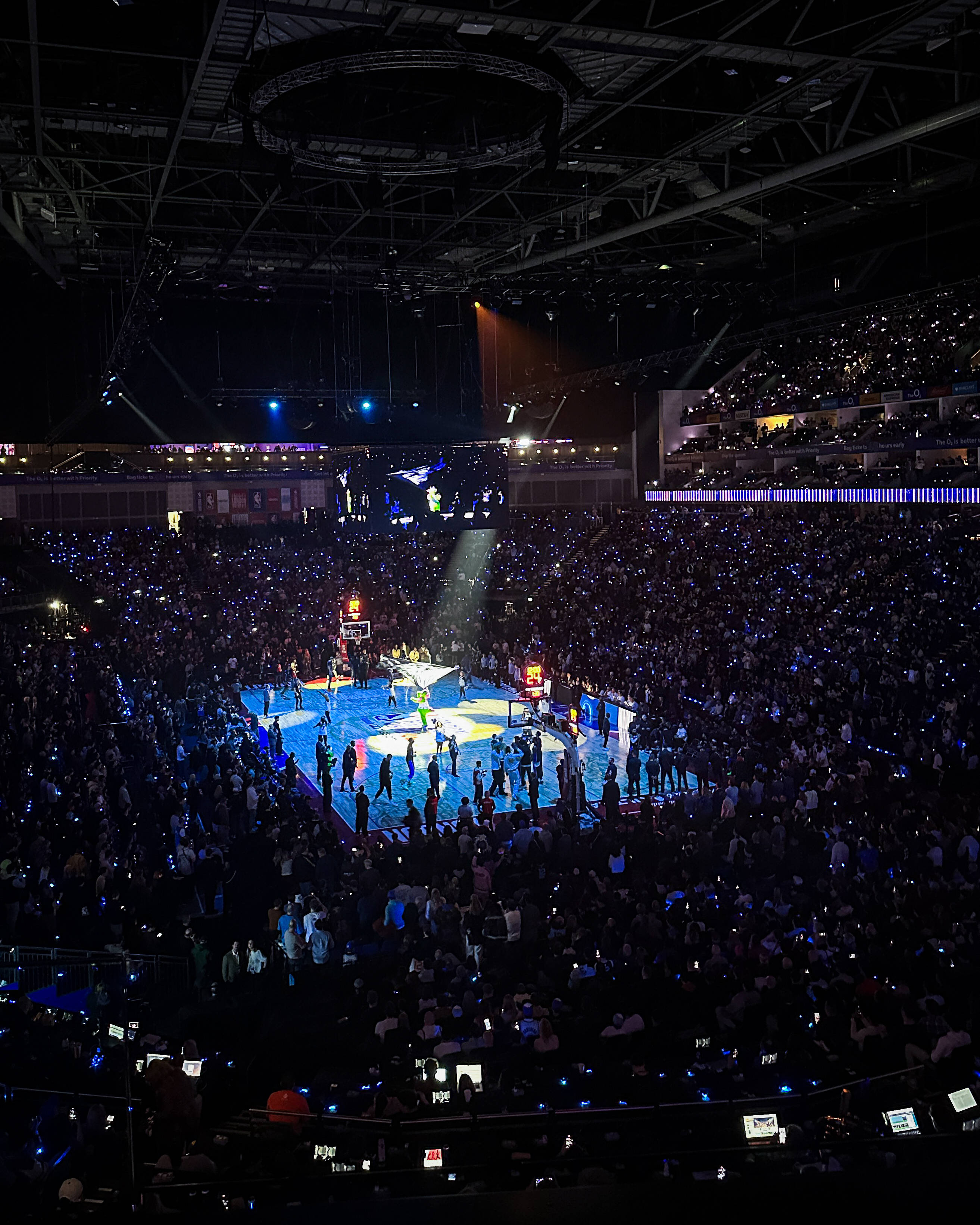 02 Arena NBA London Game lights down as the game starts for Grizzlies vs Magic
