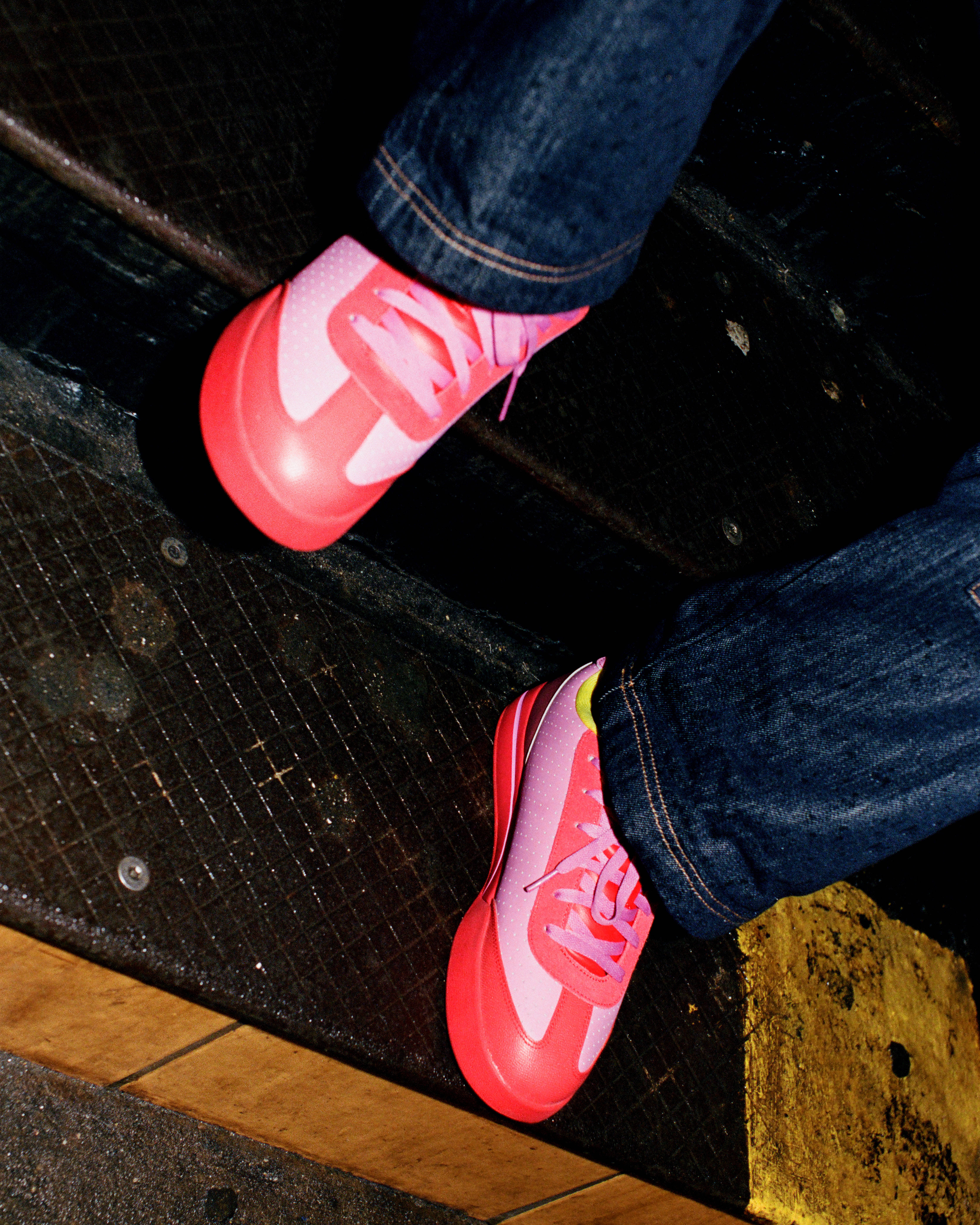 reebok icecream board flip pink lemonade editorial shots with jeans 