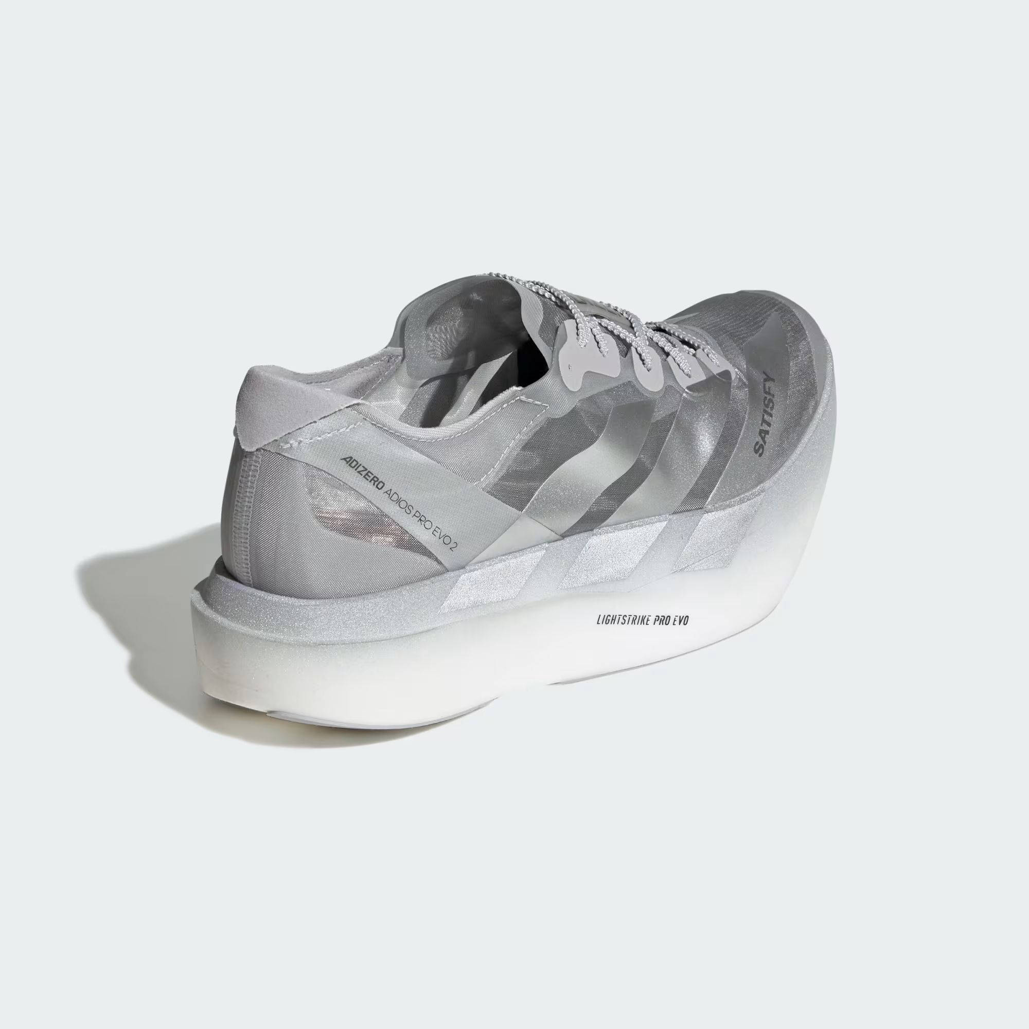 Satisfy x adidas Adizero Adios Pro Evo 2 Silver Metallic back