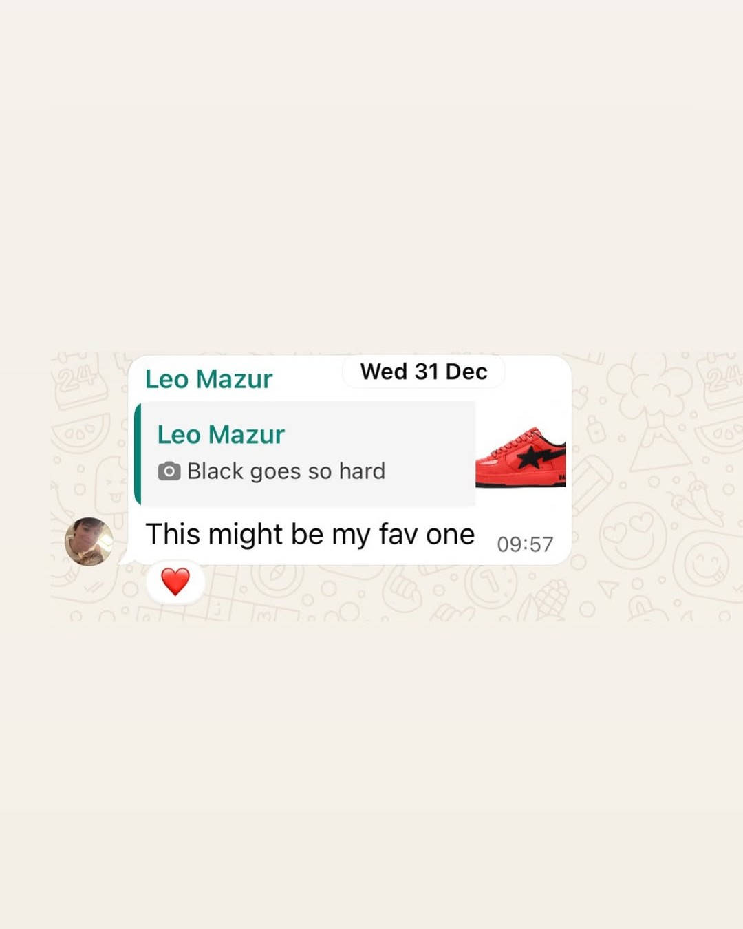 sneakerdenn design whatsapp brother Leo text