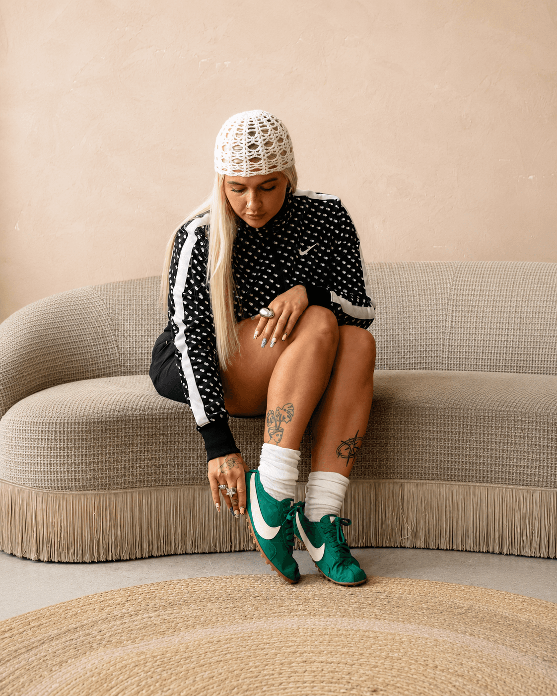 nike moon shoe green editorial styled