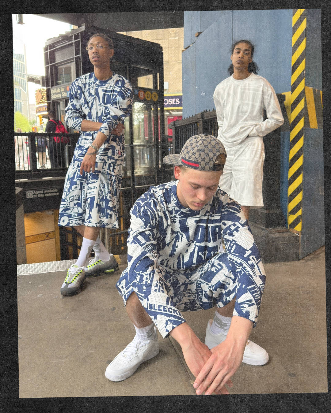 streetwear owner august greenluck hitting the squat in a pair of air force 1 2001s and matching denim set