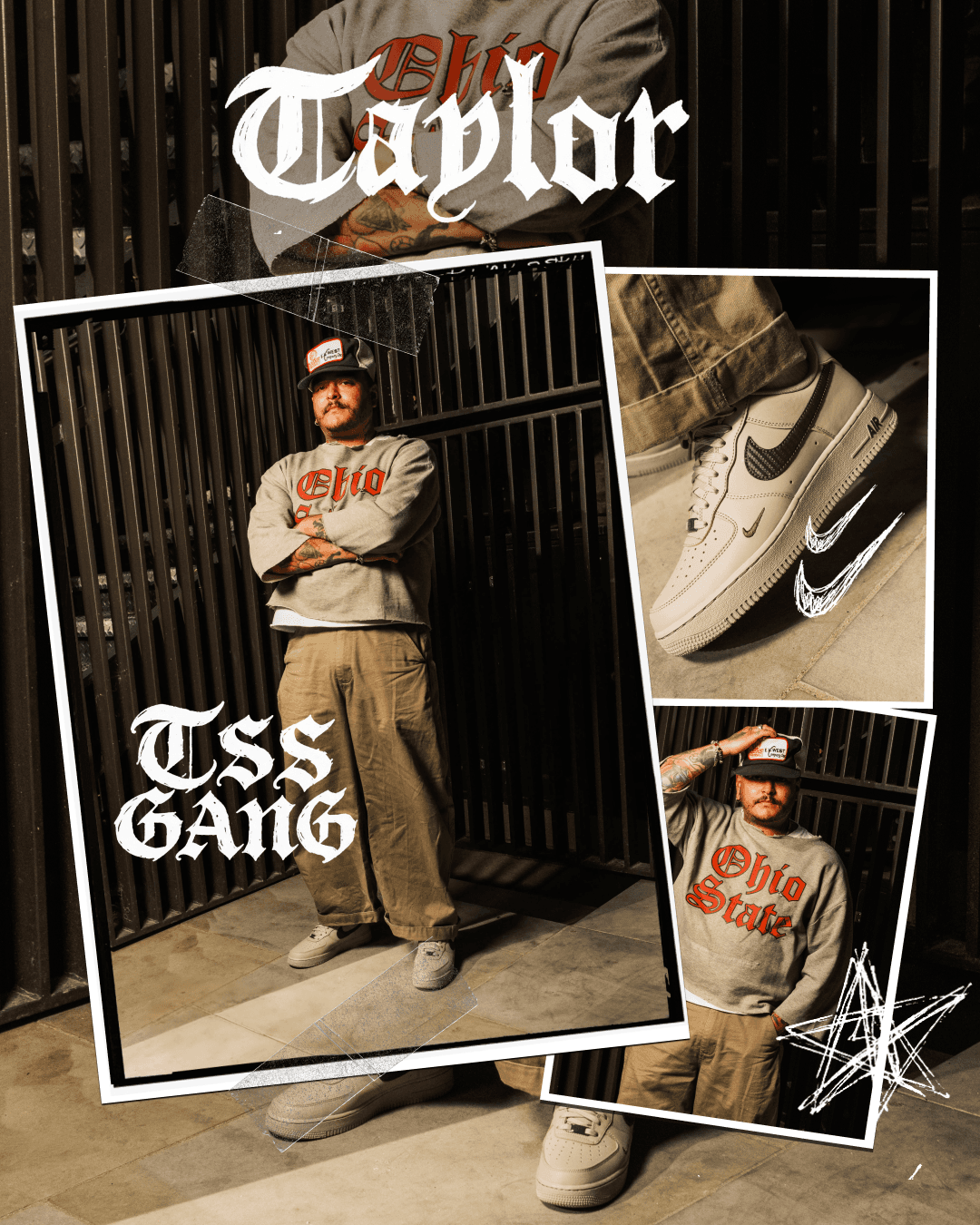 streetwear styled americana trucker hat air force 1 editorial look styled