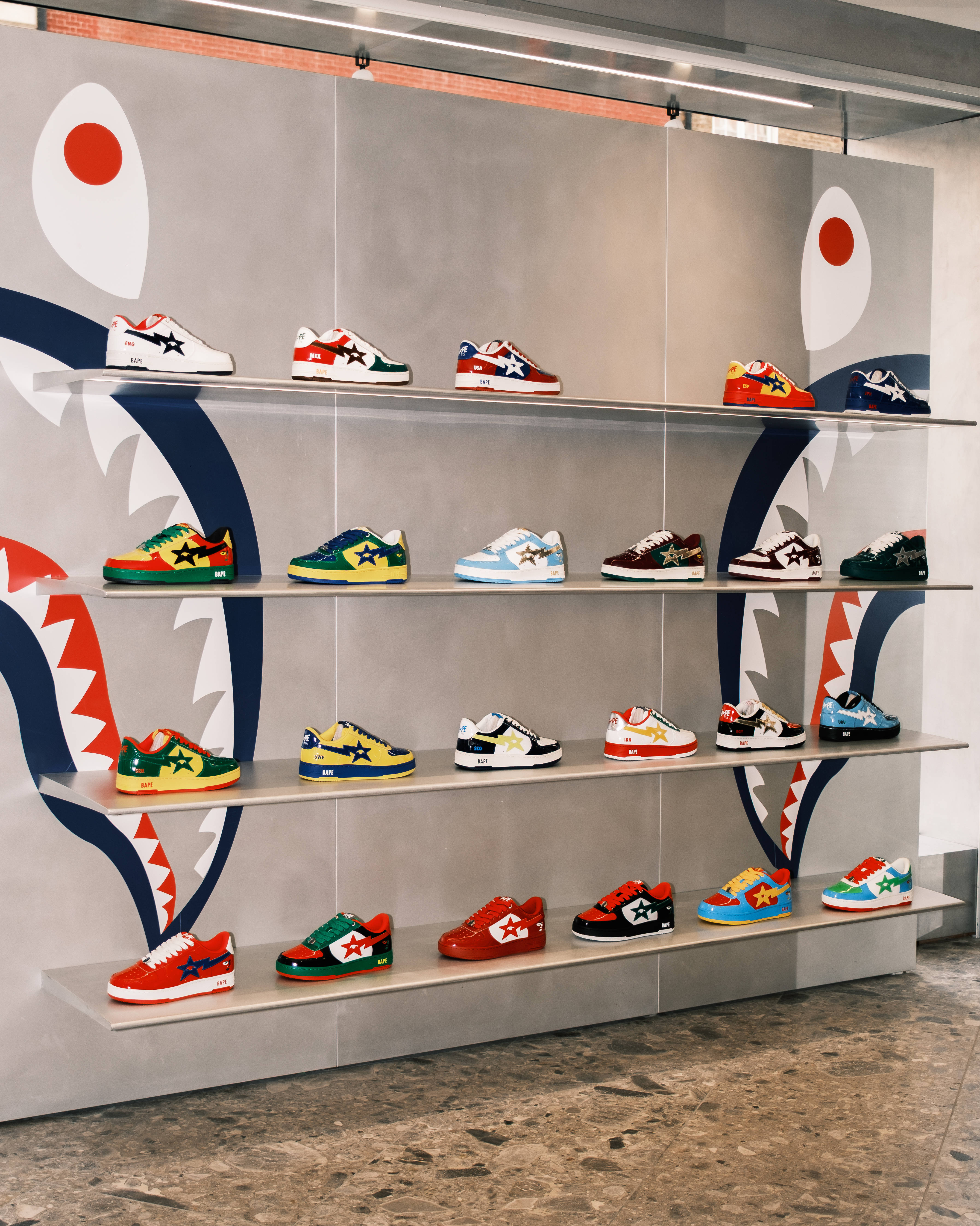 bape store london wall display world cup kidsuper and bape world cup collection