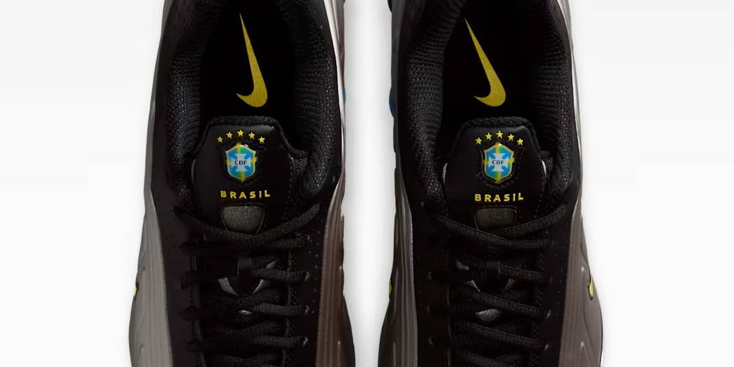 top down shot of nike shox r4 brasil