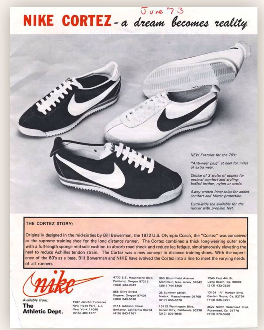 Nike Cortez poster vintage from 1972