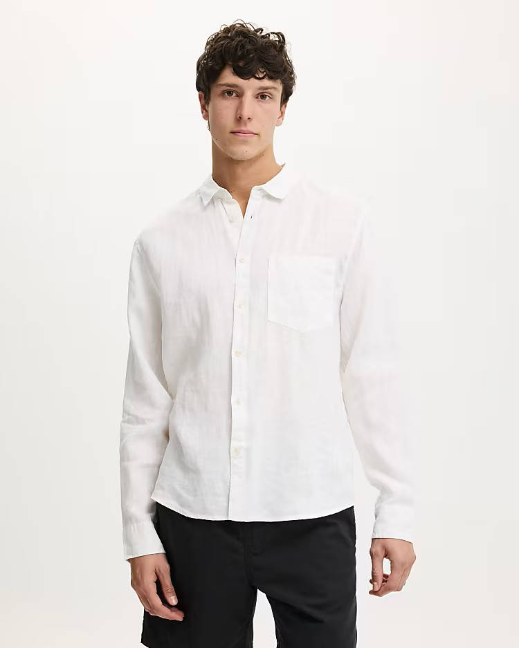 white linen long sleeve shirt