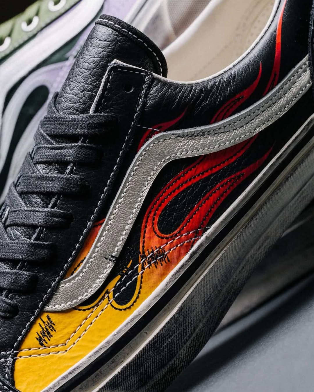Vans' Archive Flame Pack close up of old skool
