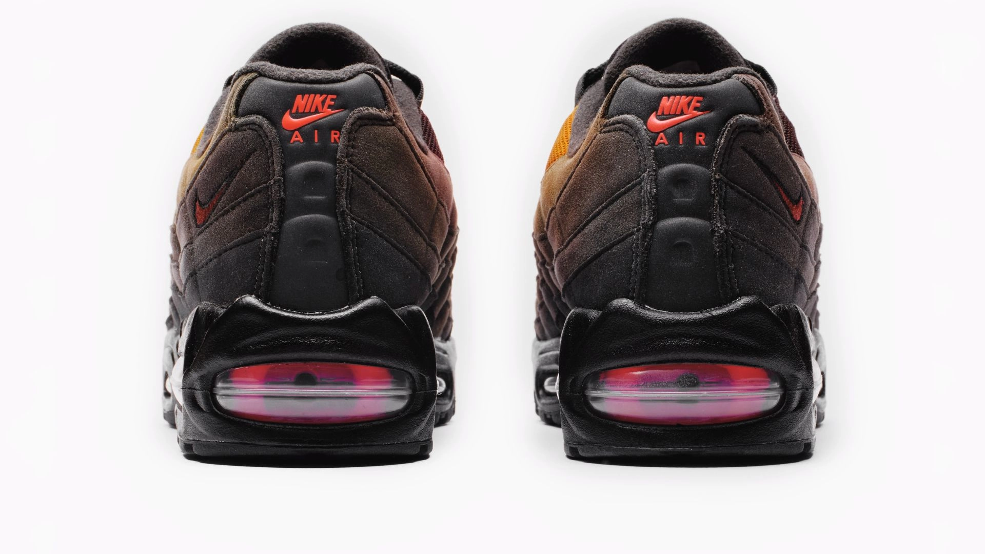 LORENZ.OG x Block P Nike Air Max 95 Volcano on foot image showing Volcano gradient colourway
