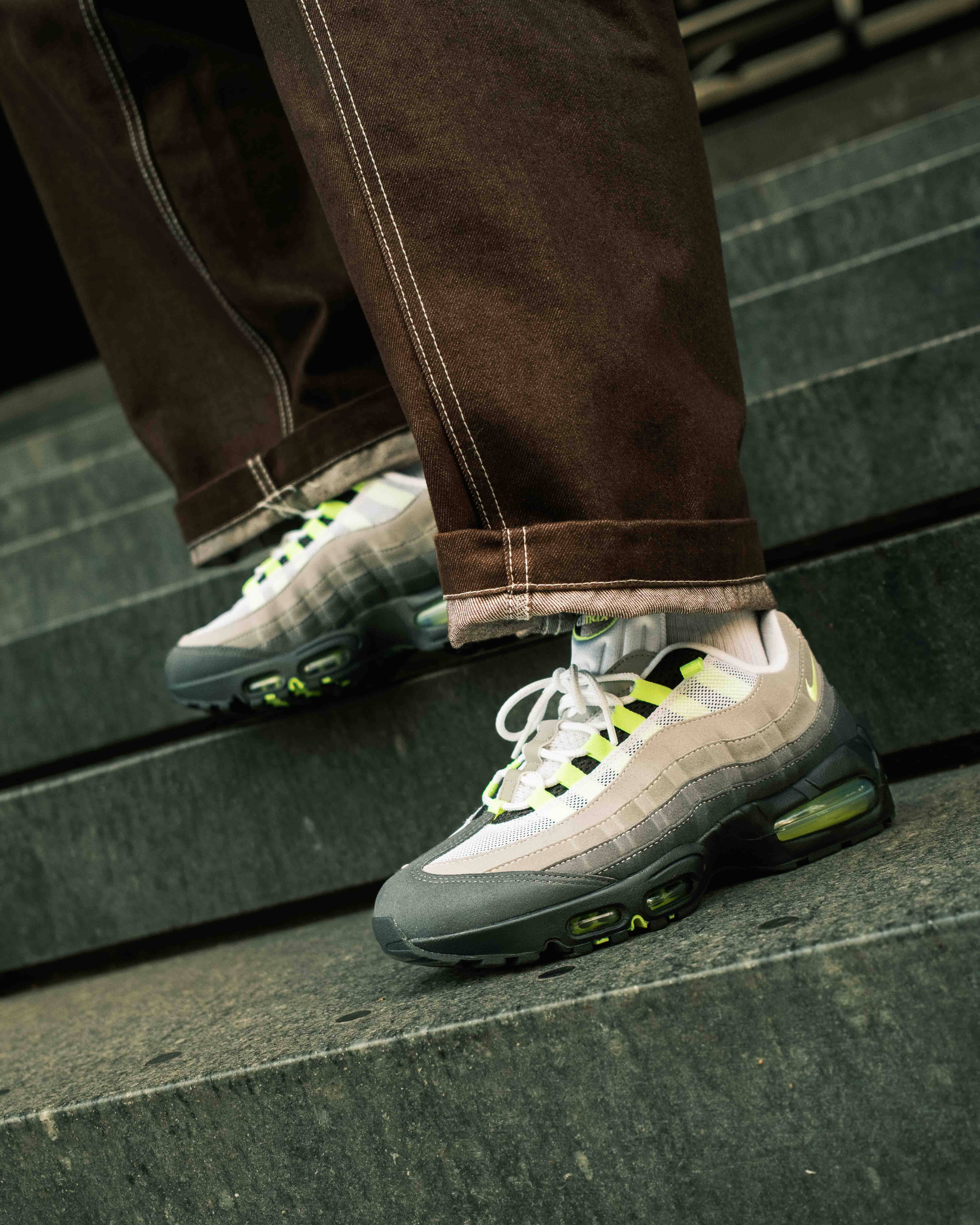 air max 95 up close stair shot gritty editorial