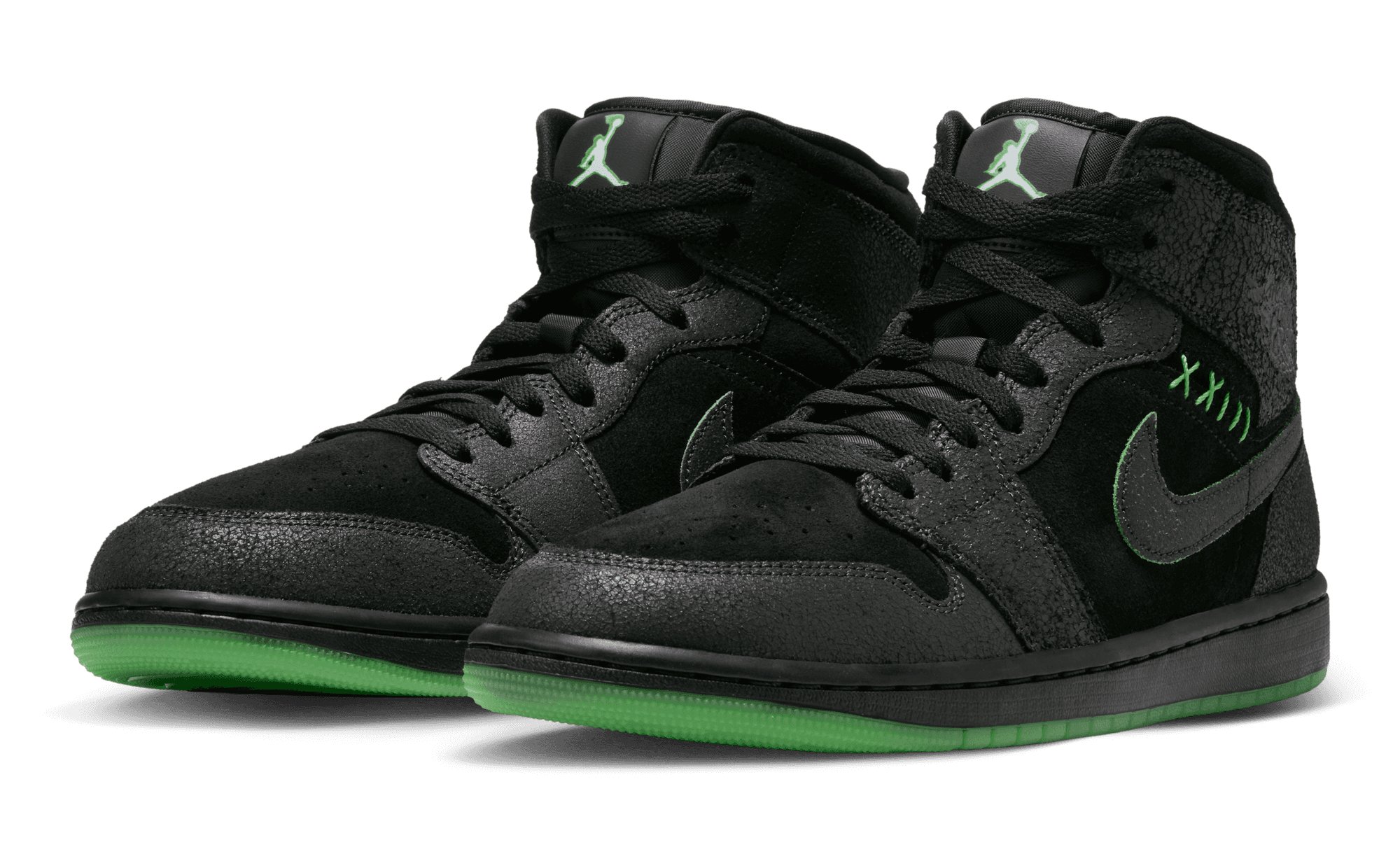 Air Jordan 1 Mid SE Halloween Black Scream Green IQ5492-001 front