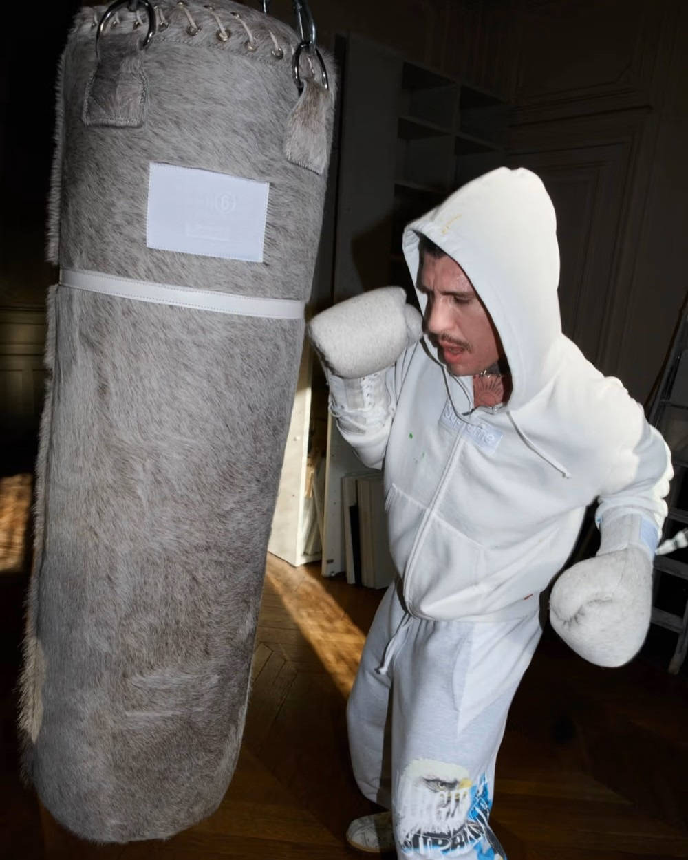 margiela supreme hoodie white black
