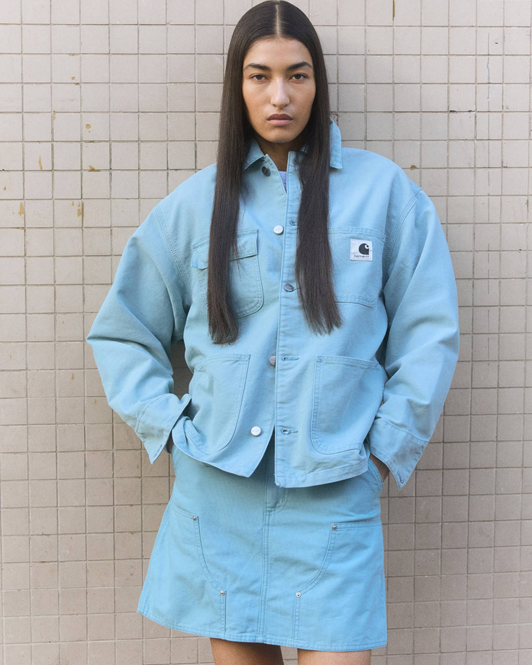 carhartt icons work jacket in baby blue
