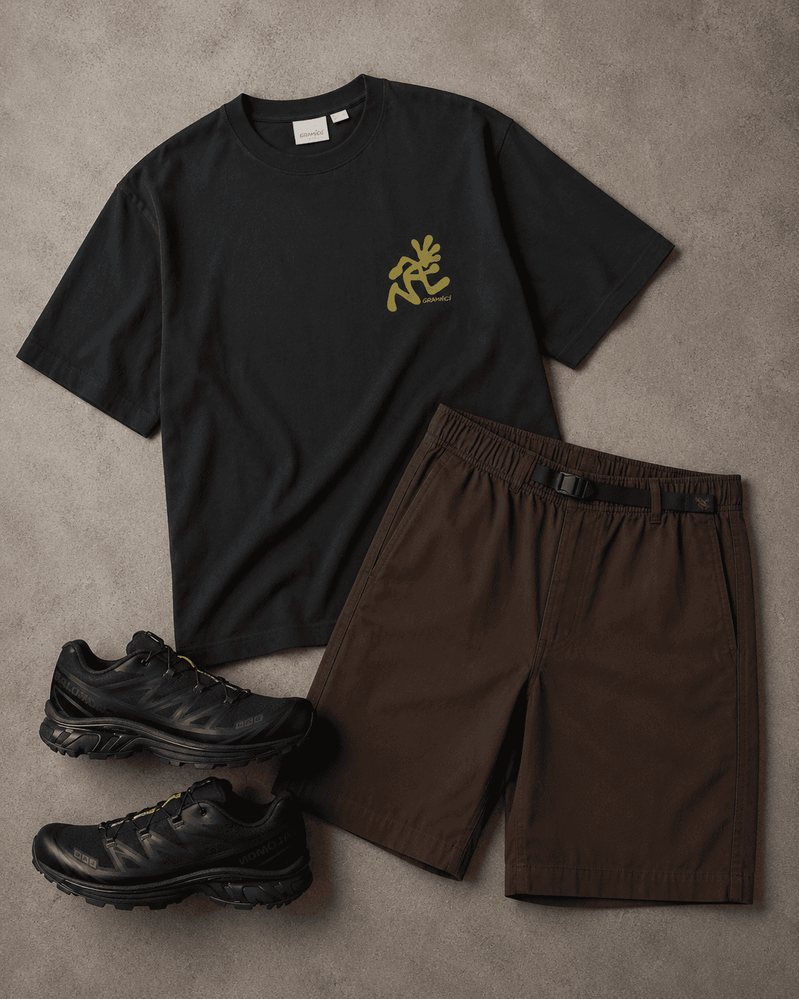 salomon xt-6 outfit flatlay