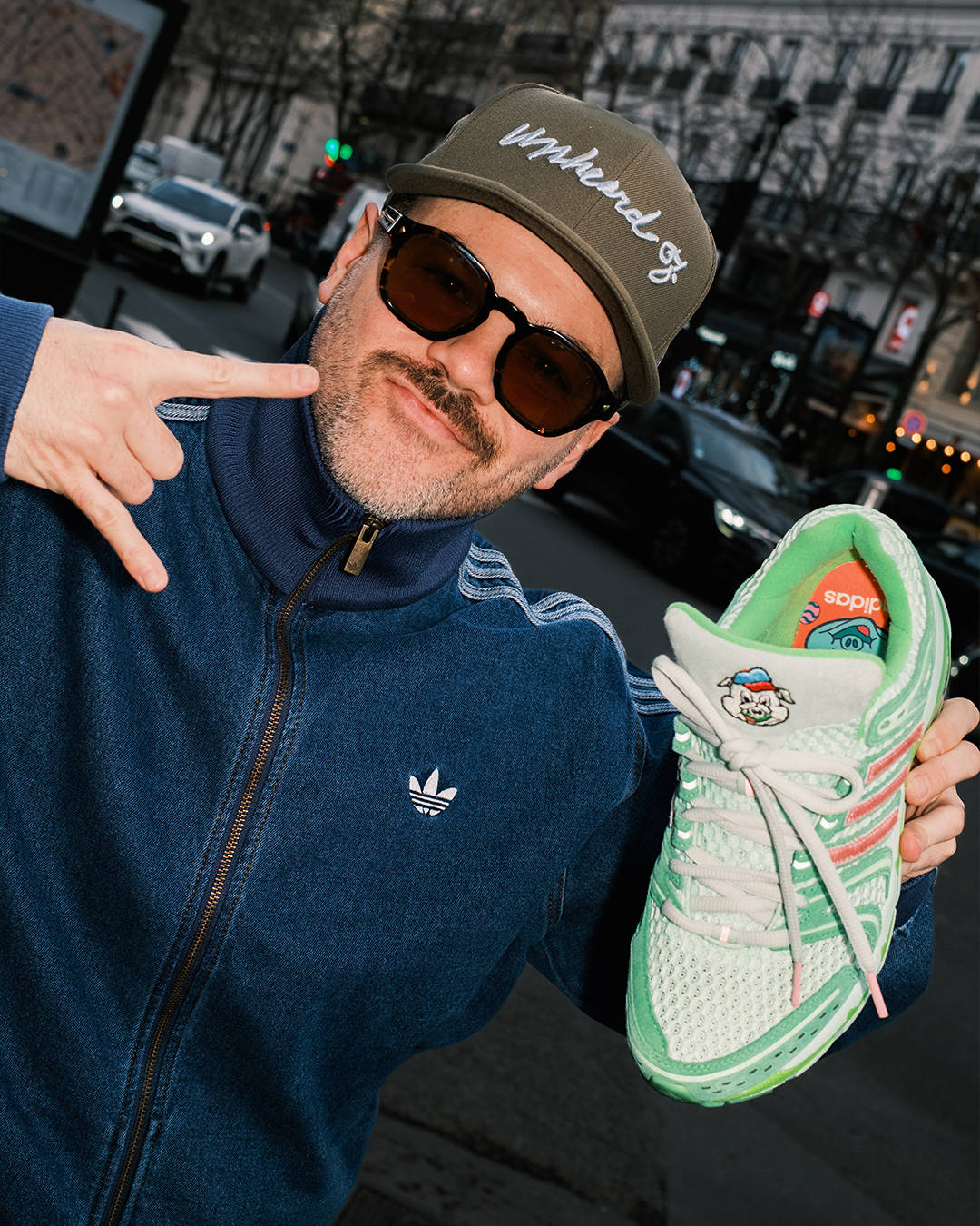 unheardof owner posing with new adistar control 5 Piggy Runner 2.0 in Paris