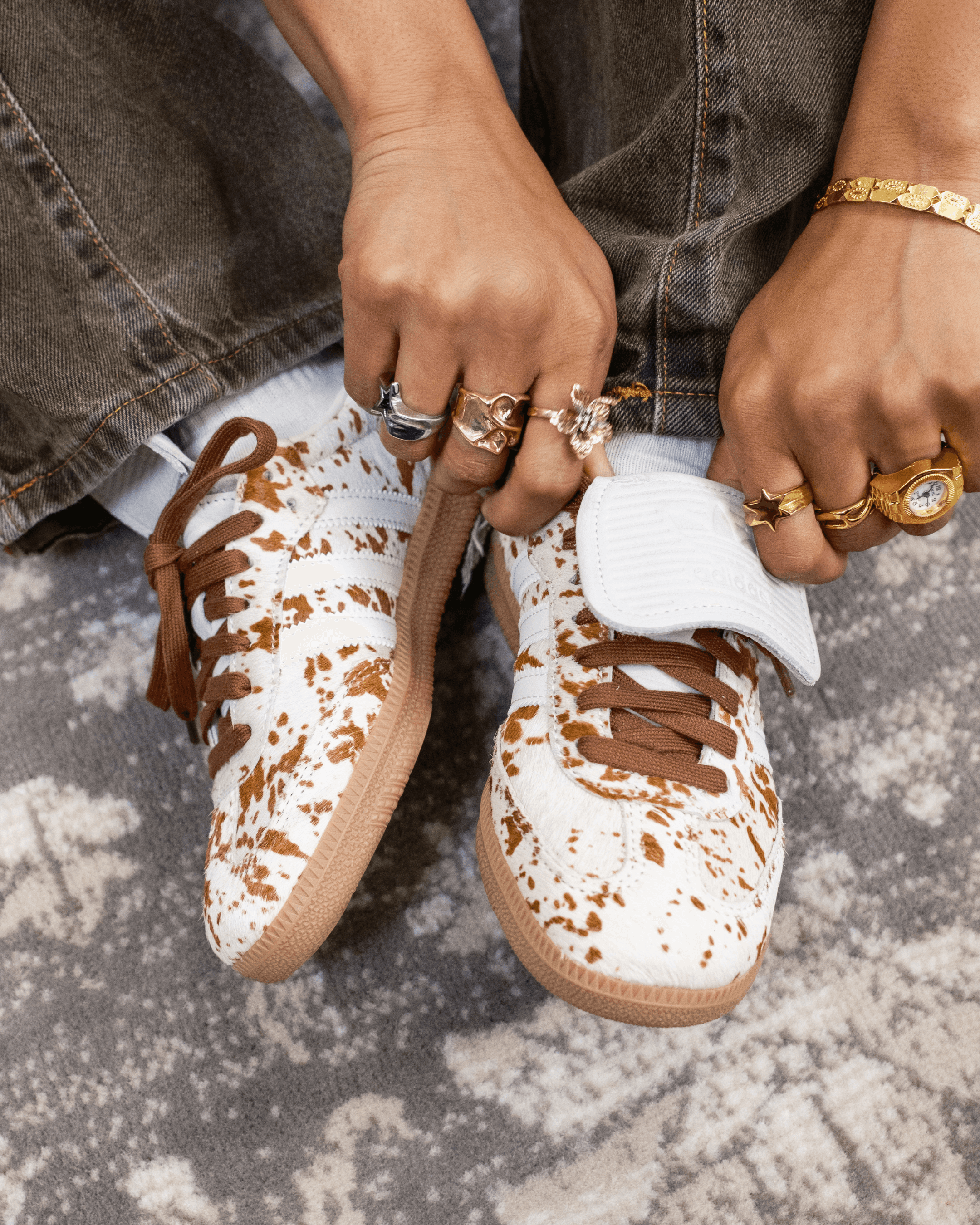 adidas Samba Lt Cow Print Sneaker (Off White, Lucid Pink & Gum)