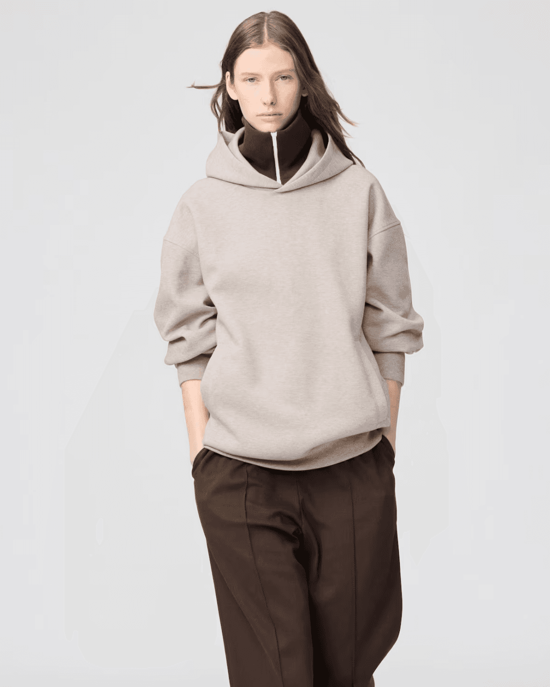 Sweat Oversized Pullover Hoodie Beige