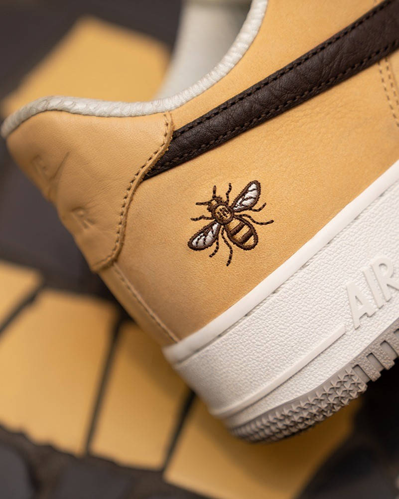 size? exclusive manchester 0161 nike air force 1 bee motif close up