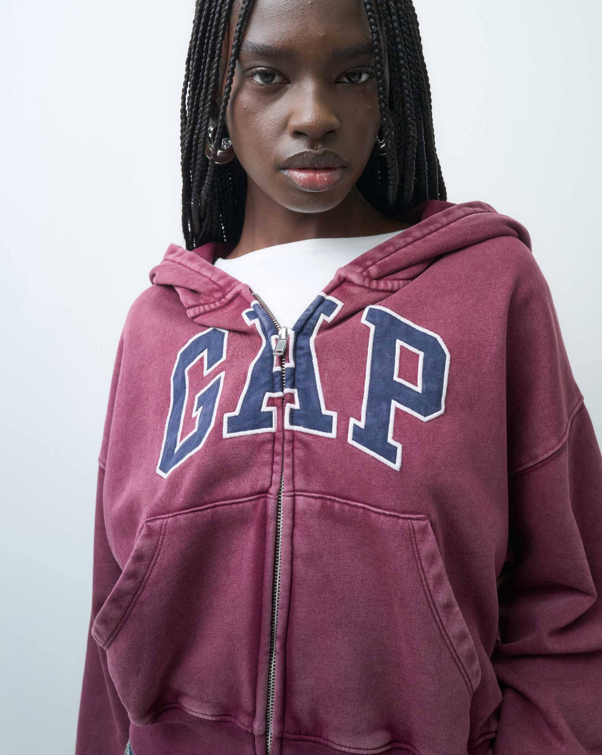 GAP oversized full zip chest logo hoodie