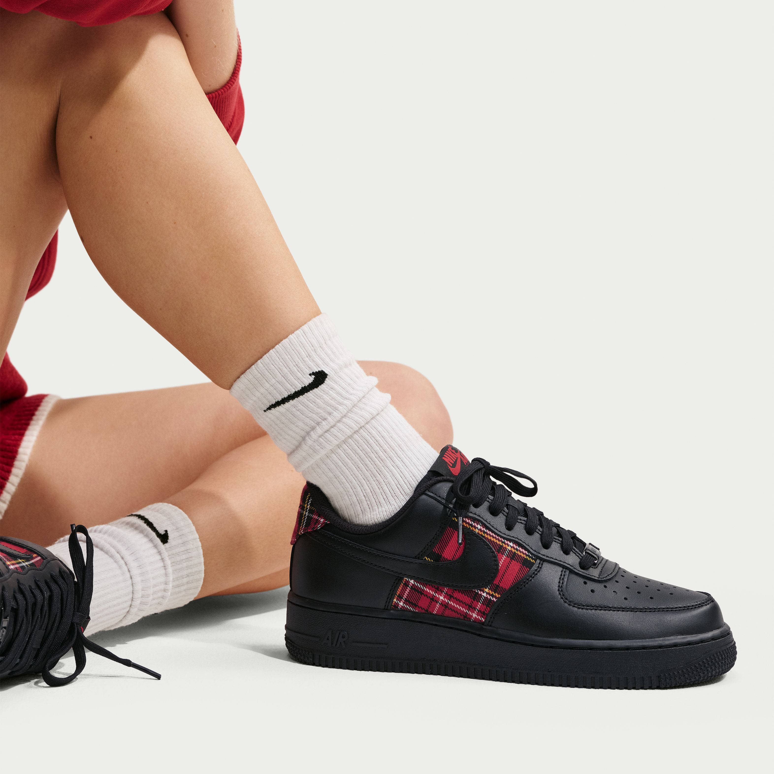 Nike Air Force 1 '07 Check Tartan Red  IR5596 001 on foot