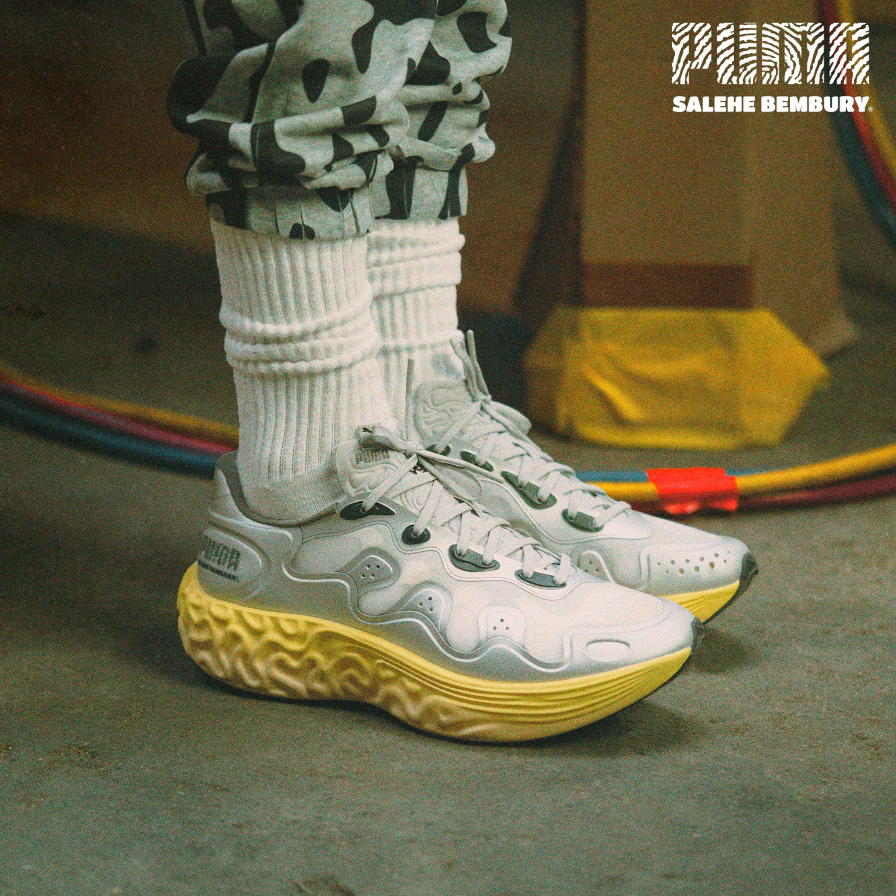 Salehe Bembury x PUMA Velum 2 Nitro Grey Silver 409221 08 on foot front