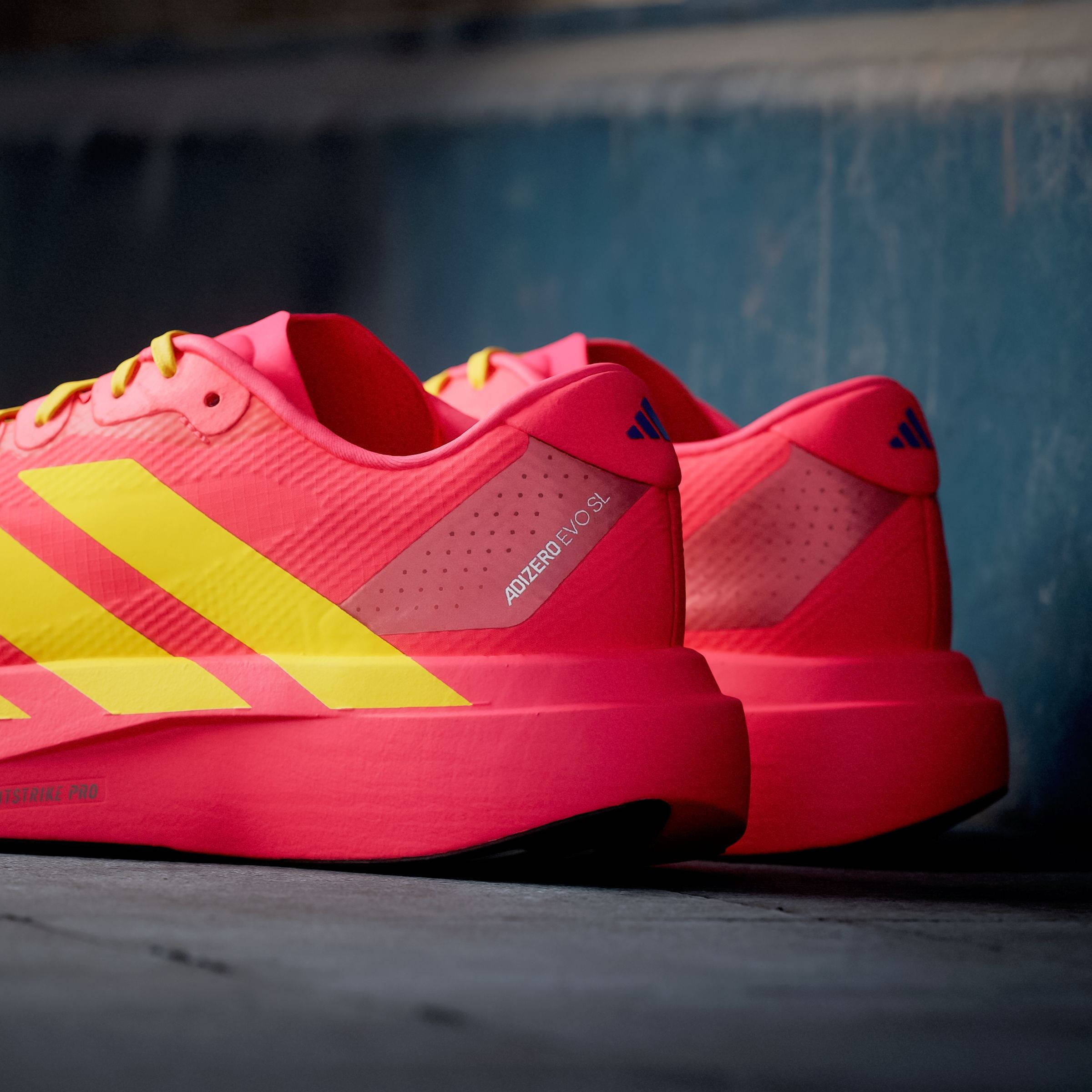 adidas Adizero EVO SL Lucid Red Bold Gold JQ4442 branding
