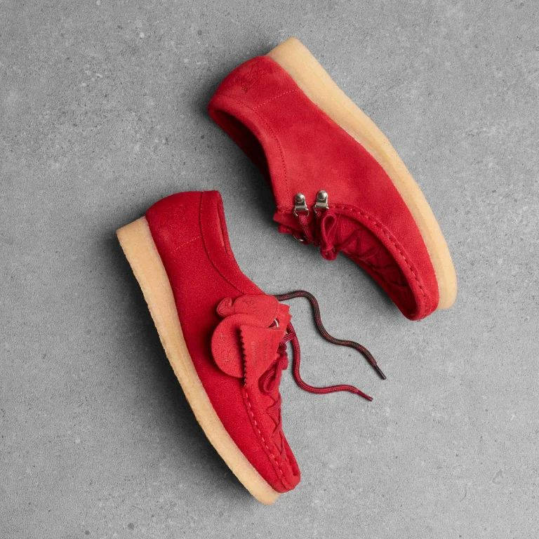 Damson Madder x Clarks Wallabee Lace Up Red AW26 DM 4159 from top