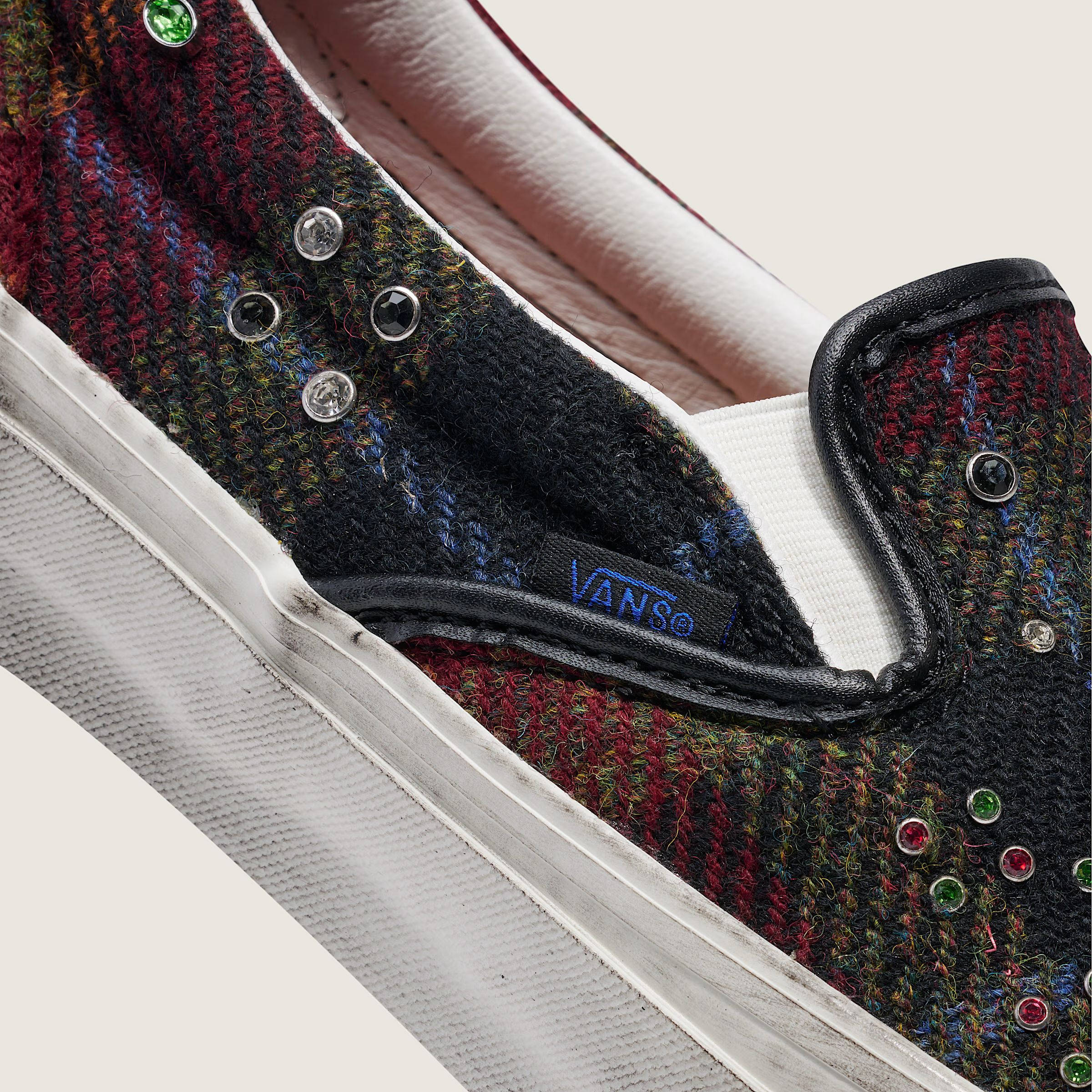 Harris Tweed x Vans Premium Classic Slip On Red VN000E96BJN side