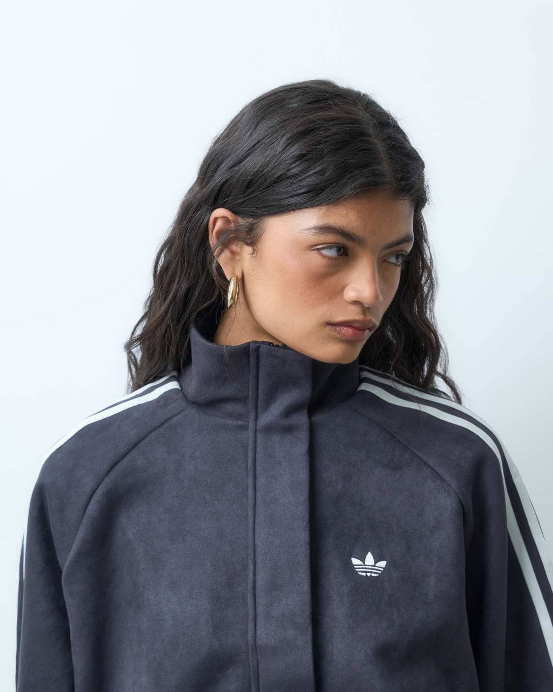 adidas Originals suede track top in black