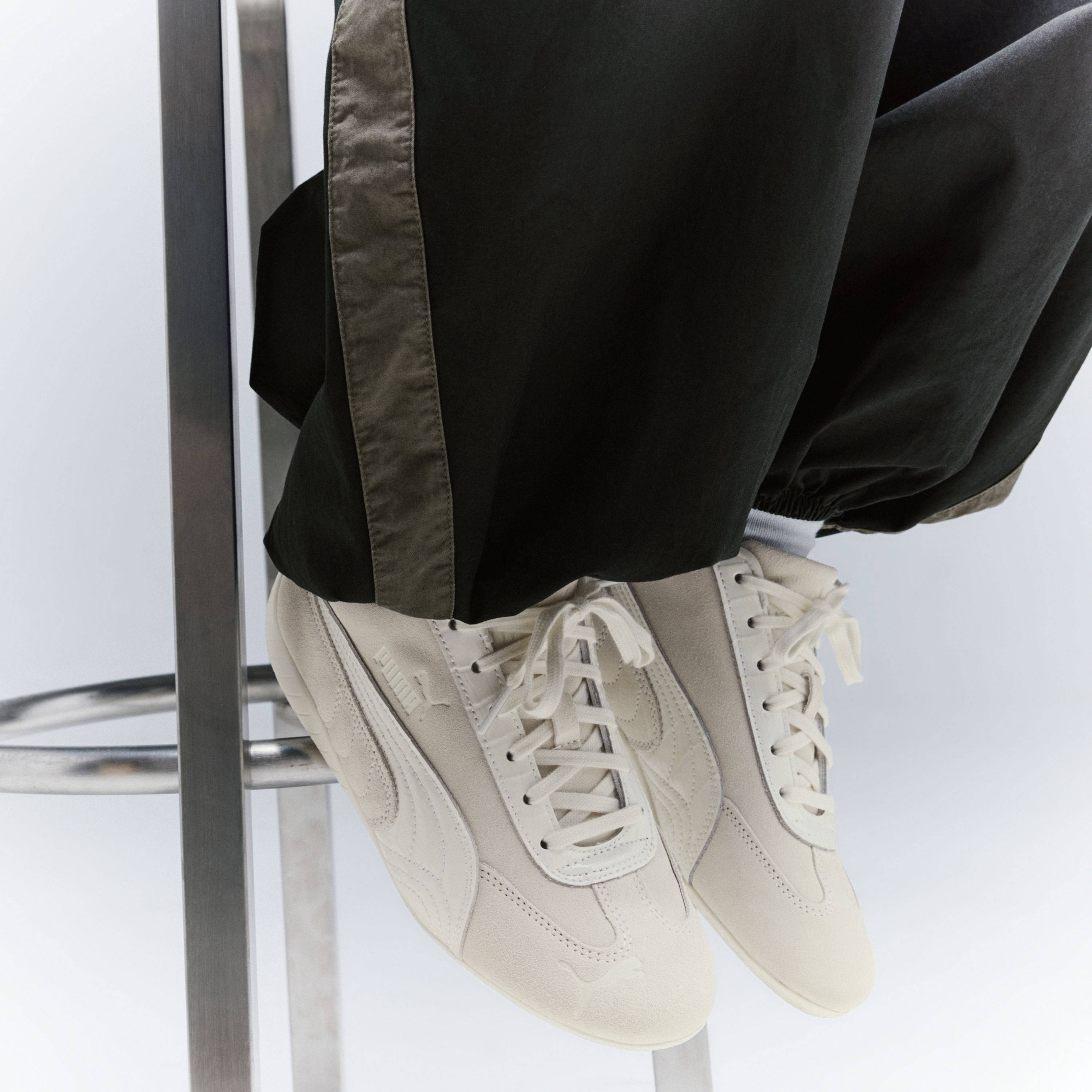 PUMA Speedcat Croco Leather White 407674 02 on foot full