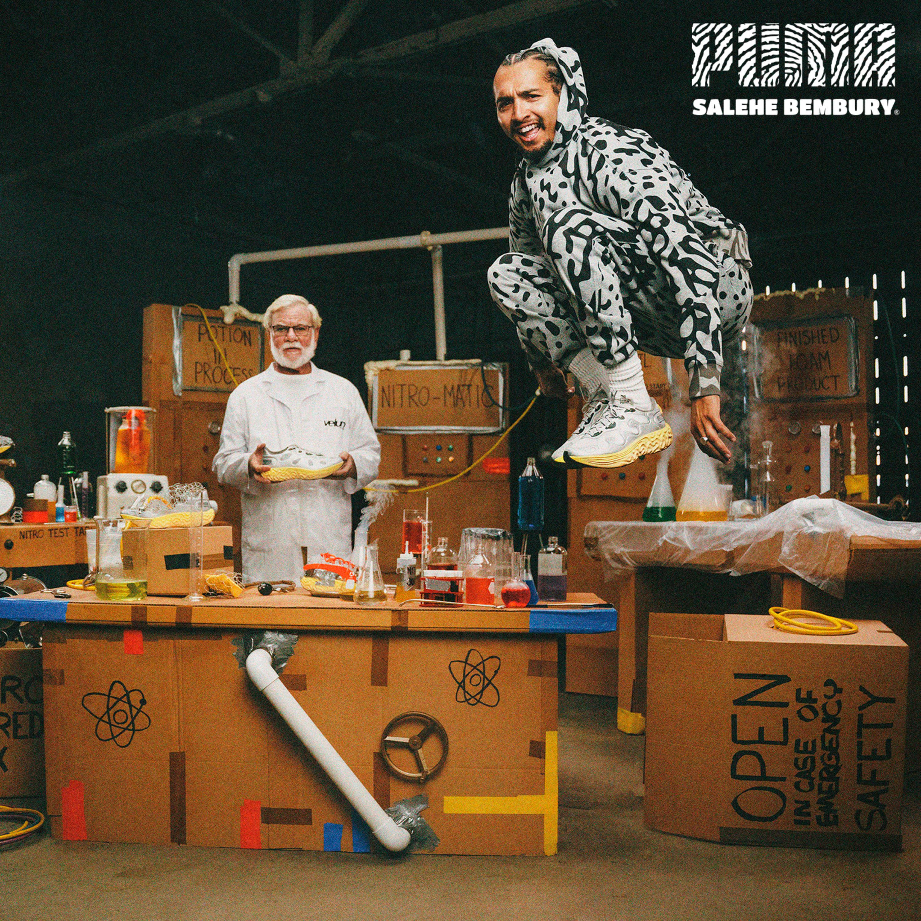 Salehe Bembury x PUMA Velum 2 Nitro Grey Silver 409221 08 on foot