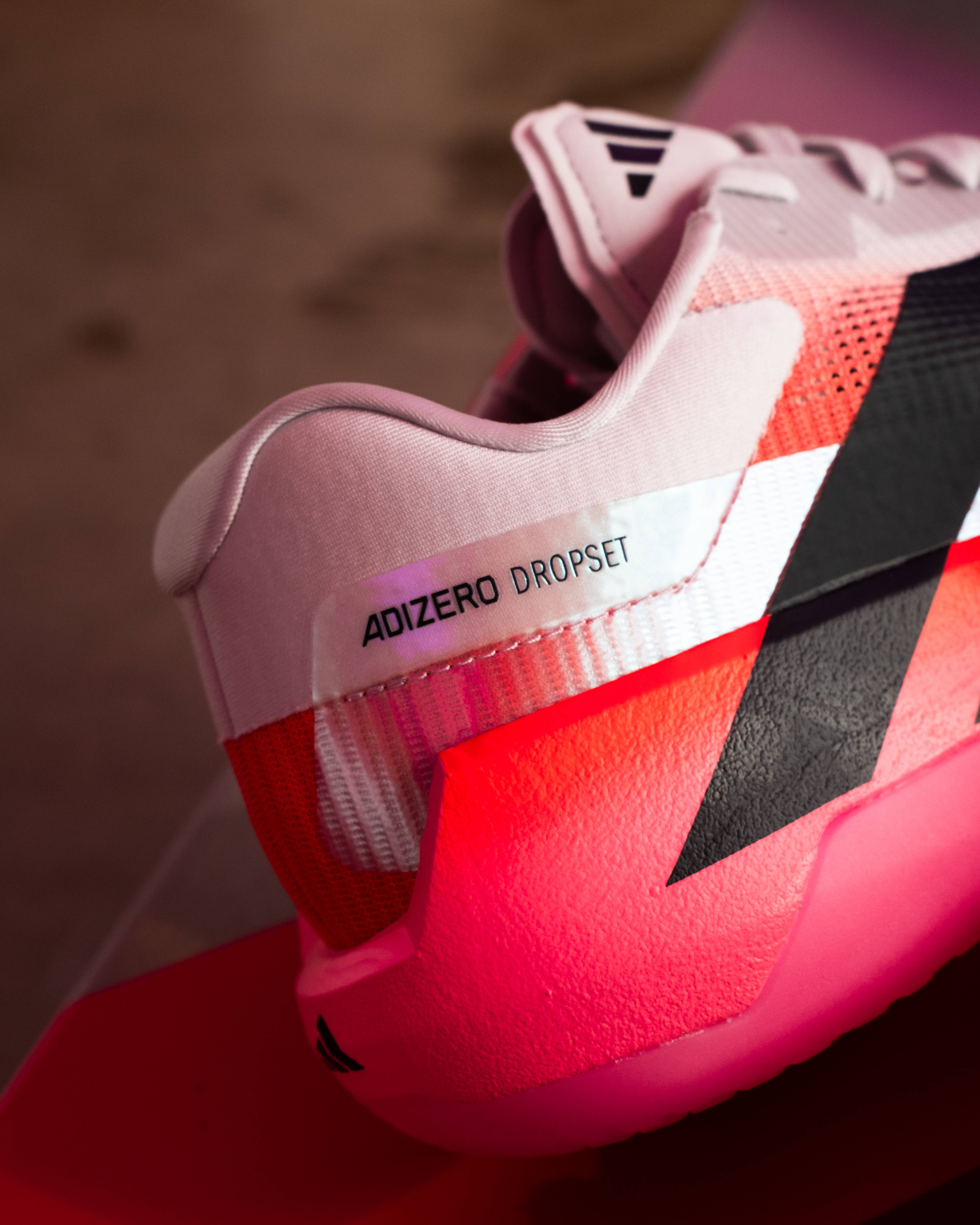 close-up shot of heel on the adidas adizero dropset pro