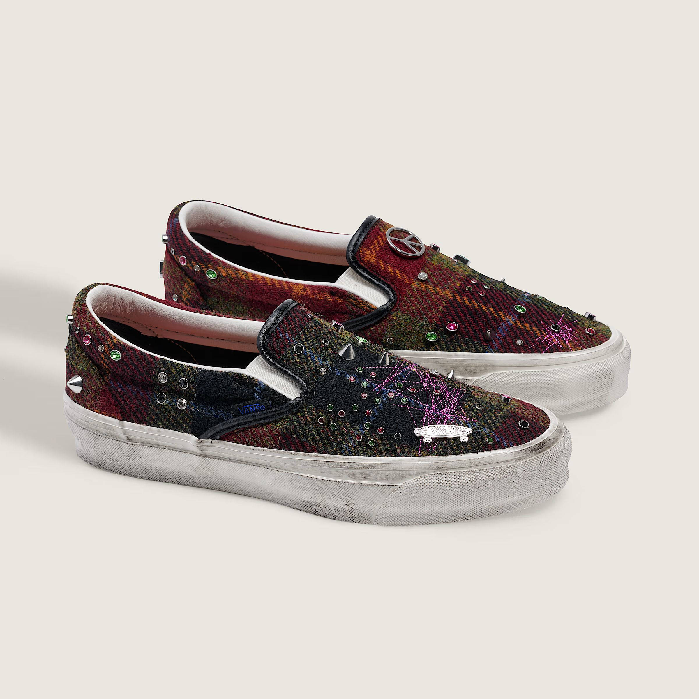Harris Tweed x Vans Premium Classic Slip On Red VN000E96BJN front