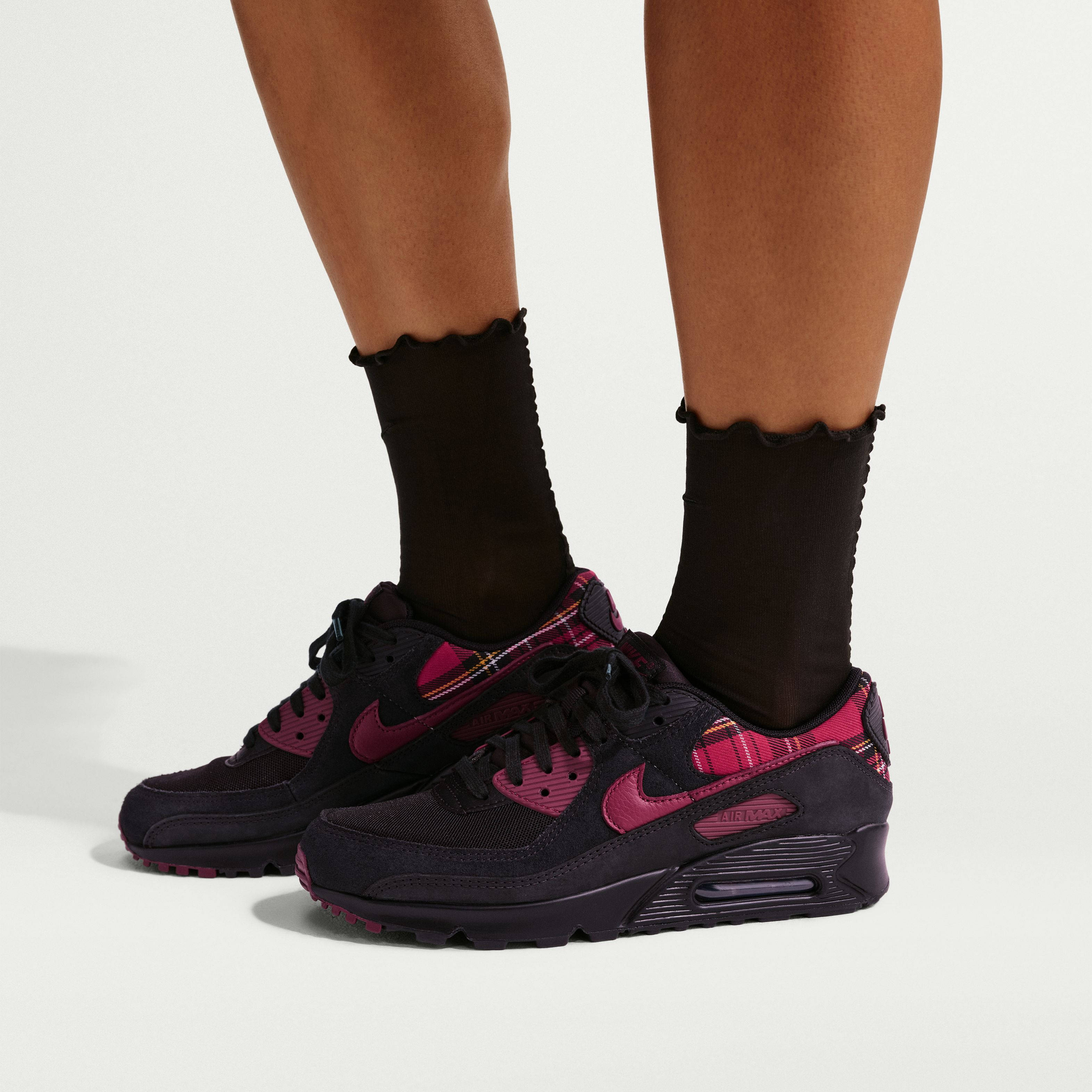 Nike Air Max 90 Check Tartan Red IR5598 002 on foot