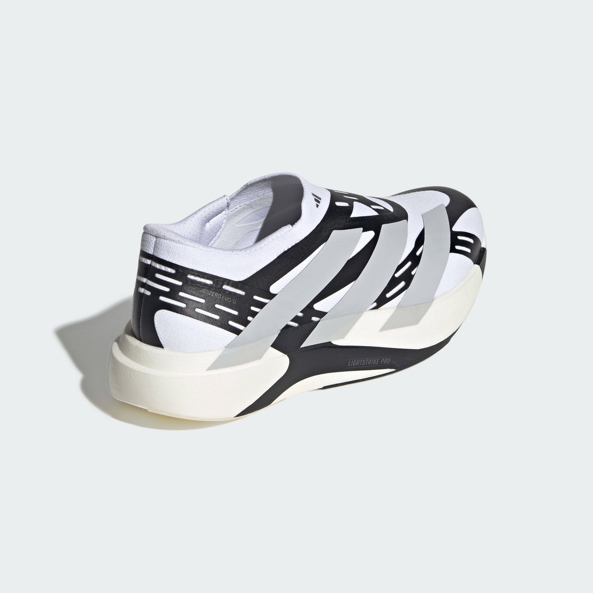 adidas Adizero Evo SL Laceless White Grey Black Heel